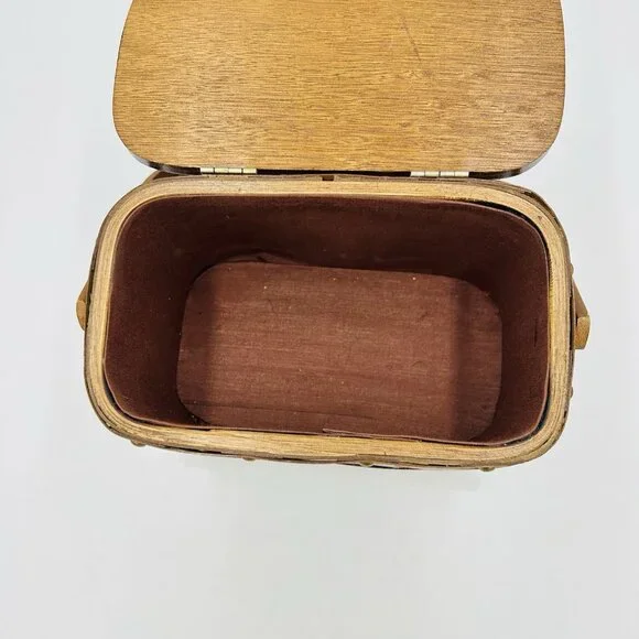 VTG 60s 70s Caro Nan? Folk Art Painted Mushroom Basket Purse Boho Hippie Cottage - Picture 8 of 10